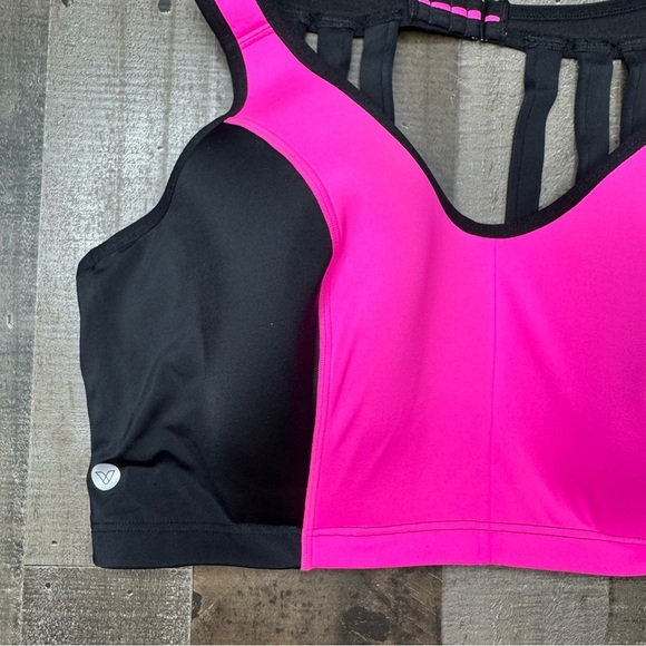 Livi Active Pink and Black Sports Bra with Strappy Back - Picture 2 of 10